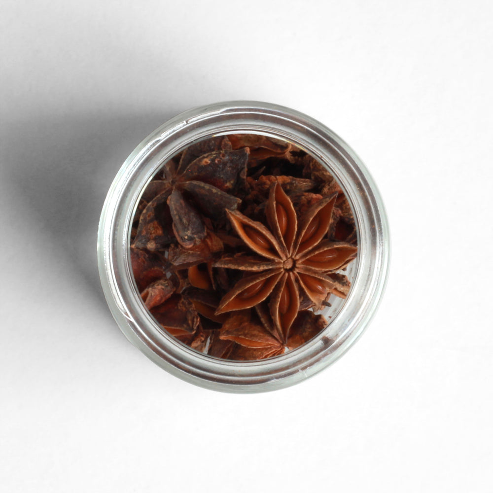 Top-down view of whole Star Anise.