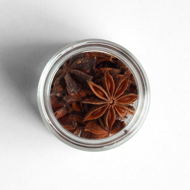 Top-down view of whole Star Anise.