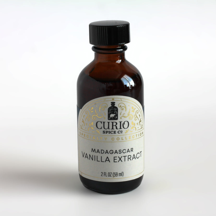 Brown bottle of Madagascar vanilla extract